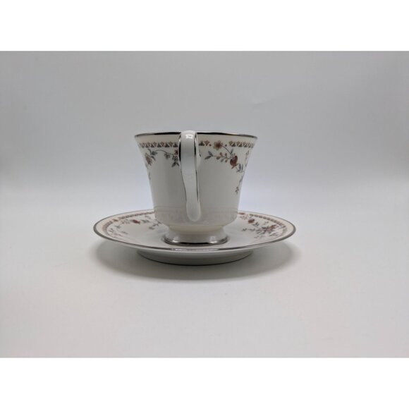 Adagio by Noritake Ivory 7237 Footed Cup Saucer Accented Formal Floral Vintage - Picture 9 of 17